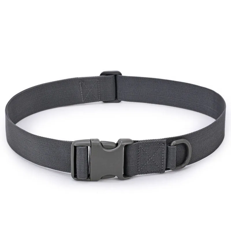 Canvas tactical belt 130x5 cm with plastic rectangular buckle in army green colour for outdoor casual wear