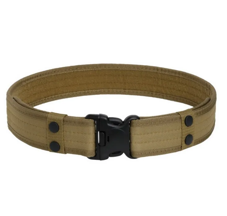 Canvas tactical belt 130x5 cm with plastic rectangular buckle in army green colour for outdoor casual wear