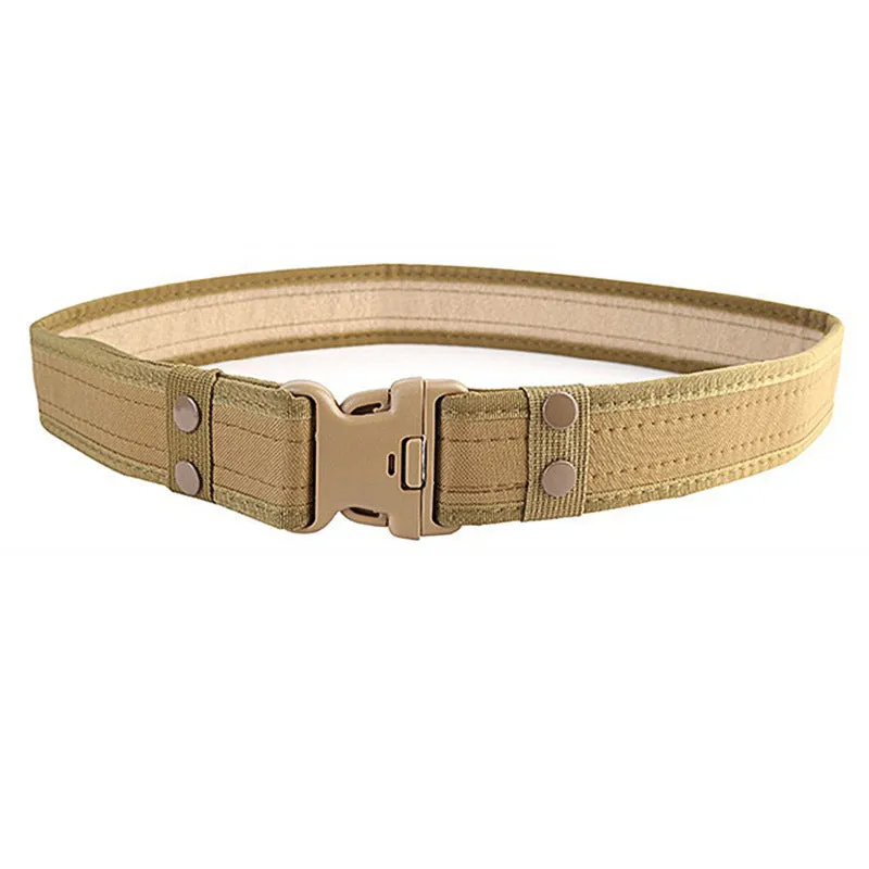Canvas tactical belt 130x5 cm with plastic rectangular buckle in army green colour for outdoor casual wear