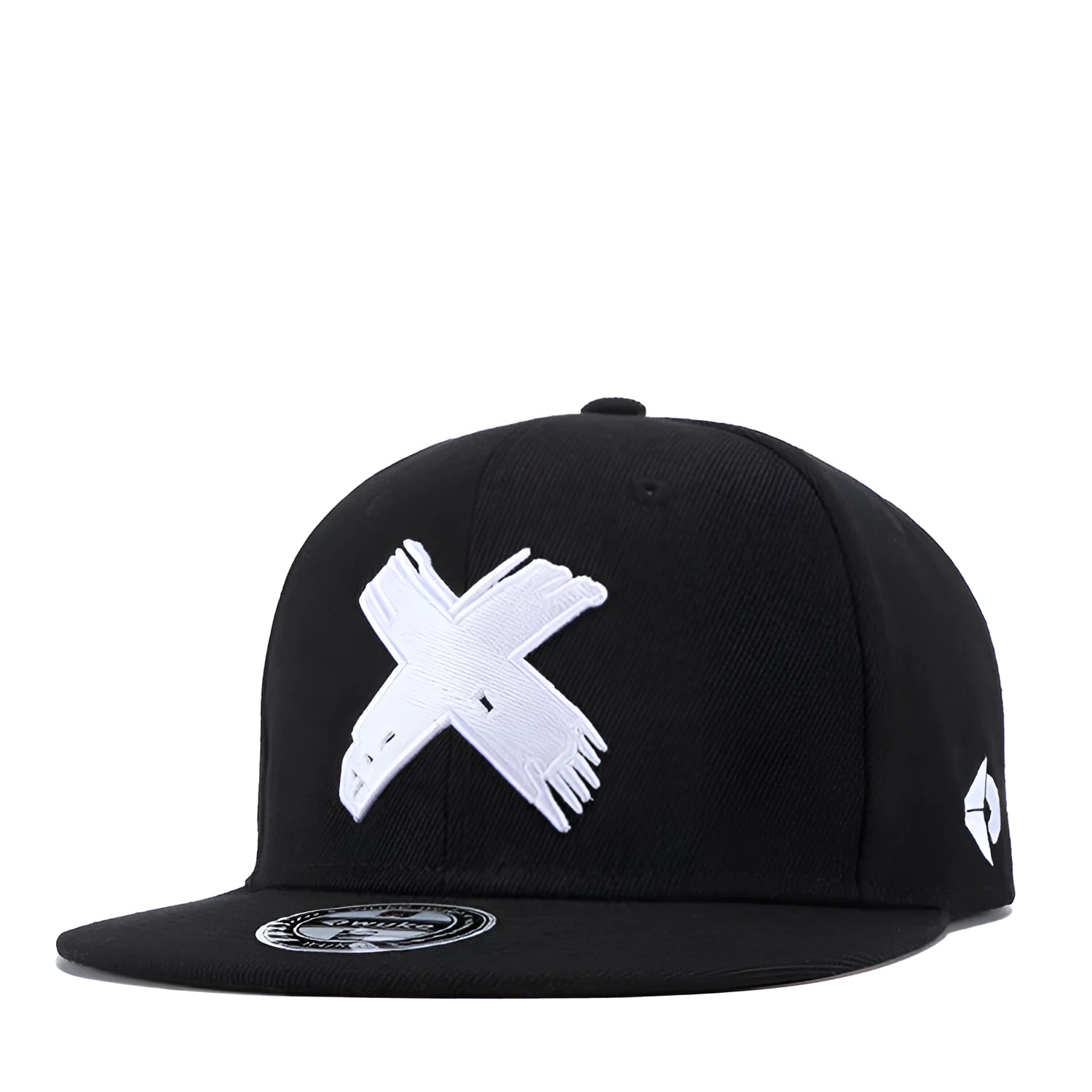 Black punk hip hop flat hat made from imitation felt with adjustable band, 12cm height, 18.5cm width