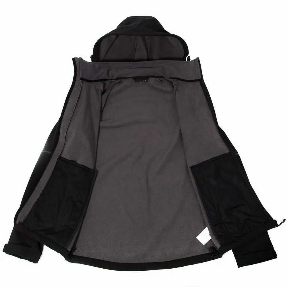 Polyester mountaineering sport jacket in black for hiking and climbing