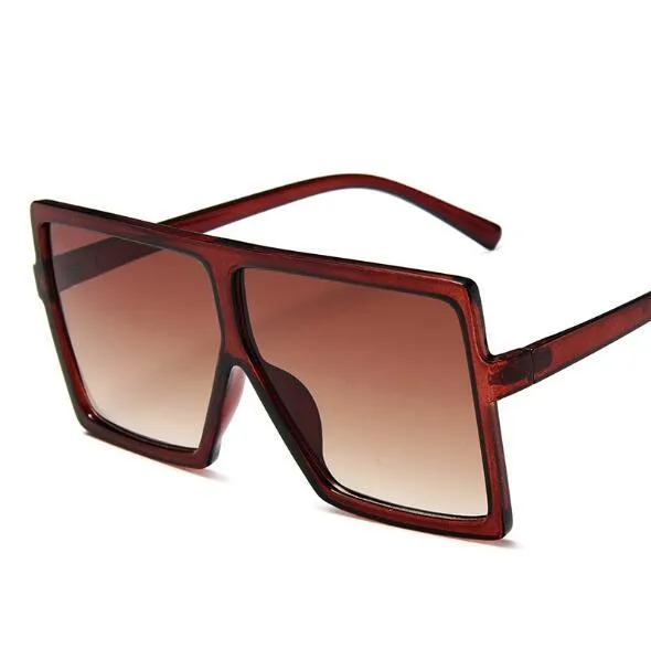 Oversized square women sunglasses with big PC frame and AC lenses in multiple colours