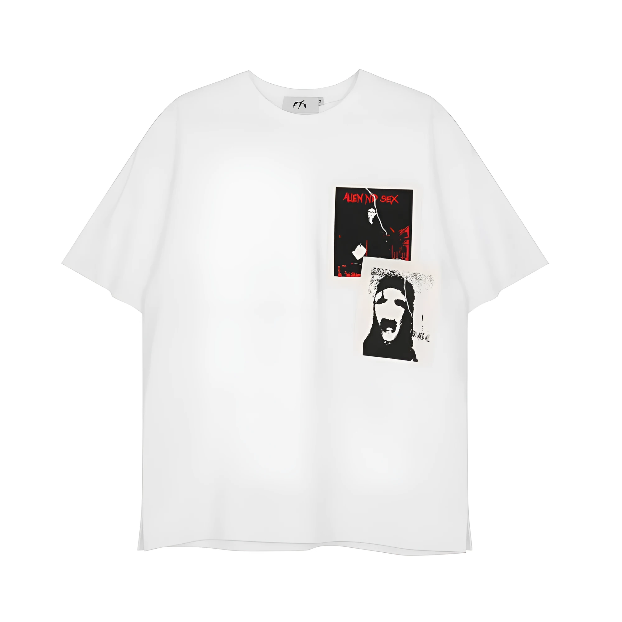 Loose-fit round neck short sleeve t-shirt with demon spoof pattern in black