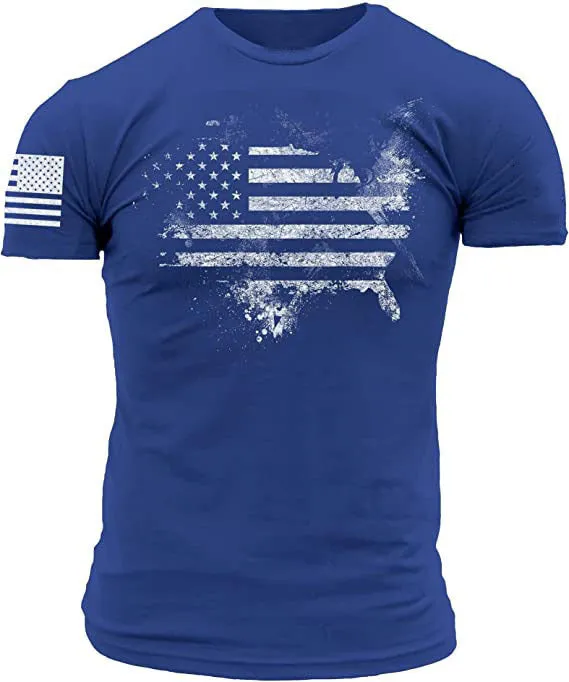 American Acid 1776 US Flag men's short sleeve polyester T-shirt in black, front view