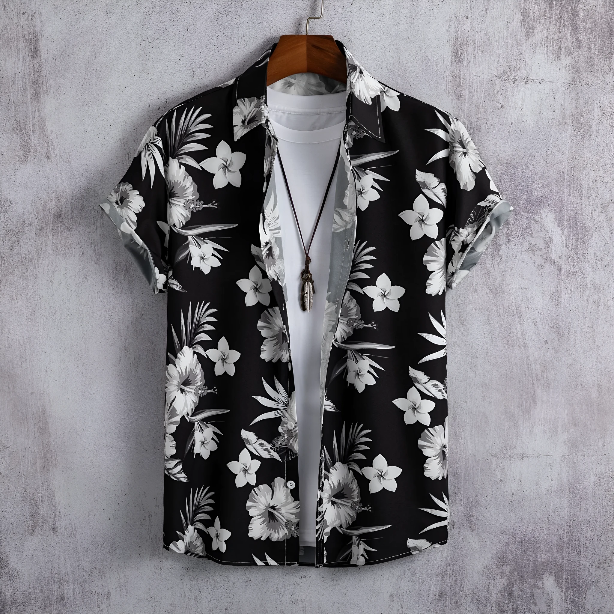 Men's digital printed shirt with colour matching pattern in blue, available in cotton polyester fabric