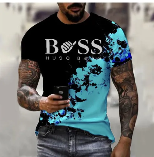 Men's printed short sleeve casual t-shirt in polyester bird eye cloth, letter pattern, available in multiple colours and sizes XXS-6XL