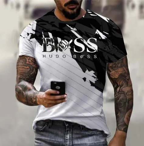 Men's printed short sleeve casual t-shirt in polyester bird eye cloth, letter pattern, available in multiple colours and sizes XXS-6XL
