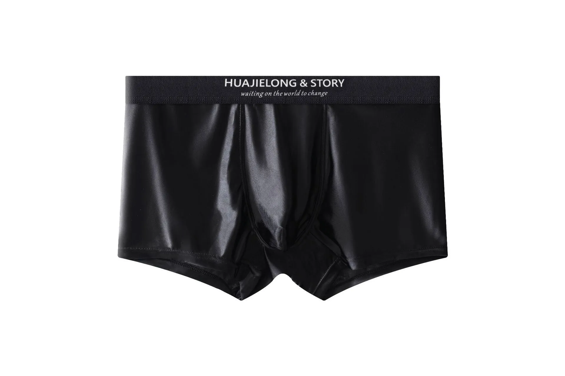 Men's ice silk satin traceless underwear in mid-waist brief style showing solid colour options