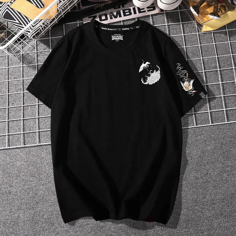 Summer loose round neck half sleeve top in 100% cotton jersey, youth popular style, available in sizes S to 6XL