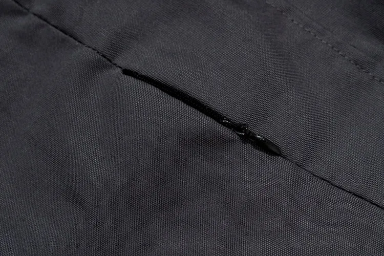 Multi-pocket contrast zip casual baggy pants in dark grey cotton with loose fit and mid waist