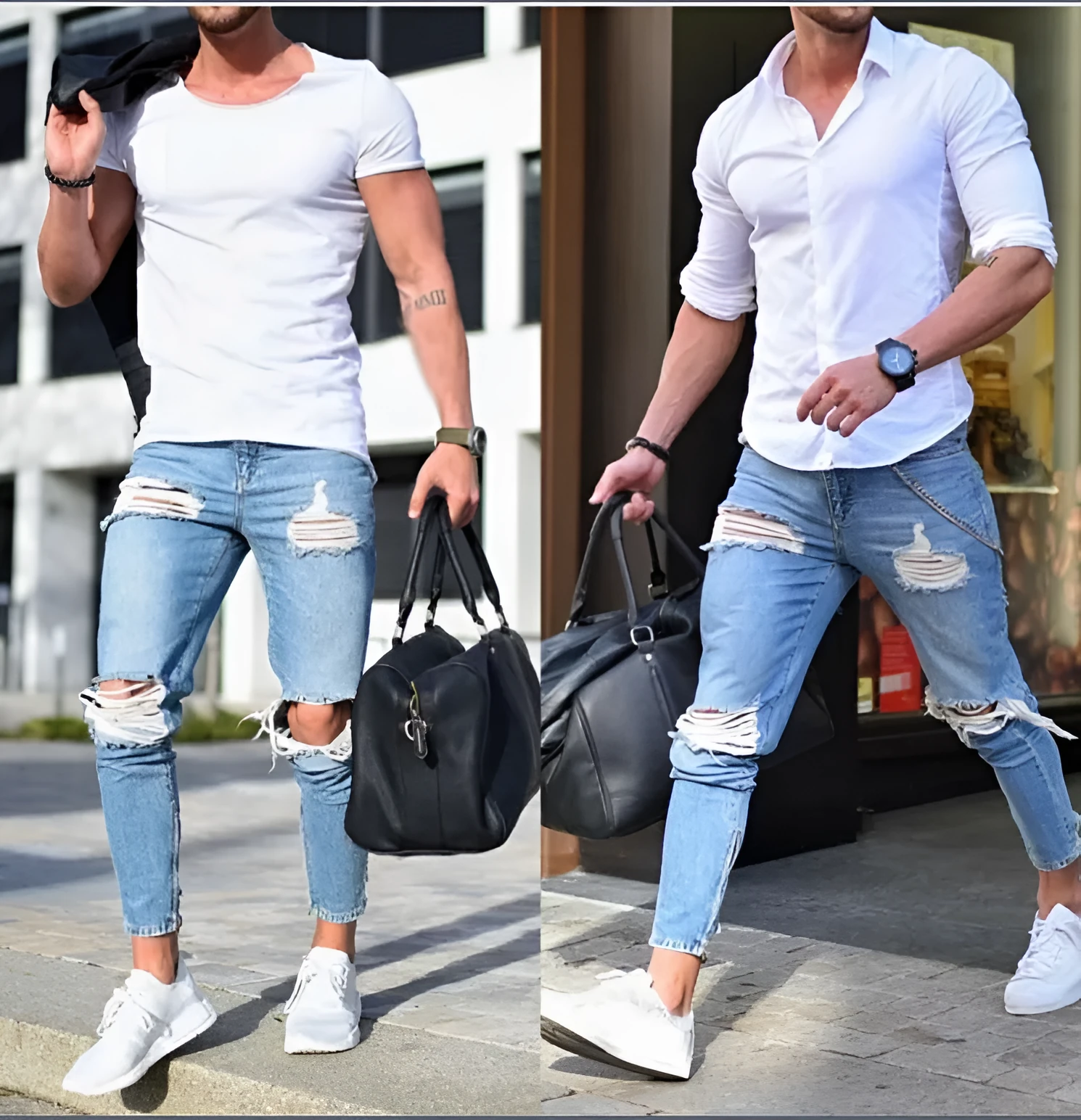 Light blue women's stretch jeans with spandex, front view, available in multiple sizes from S to 3XL