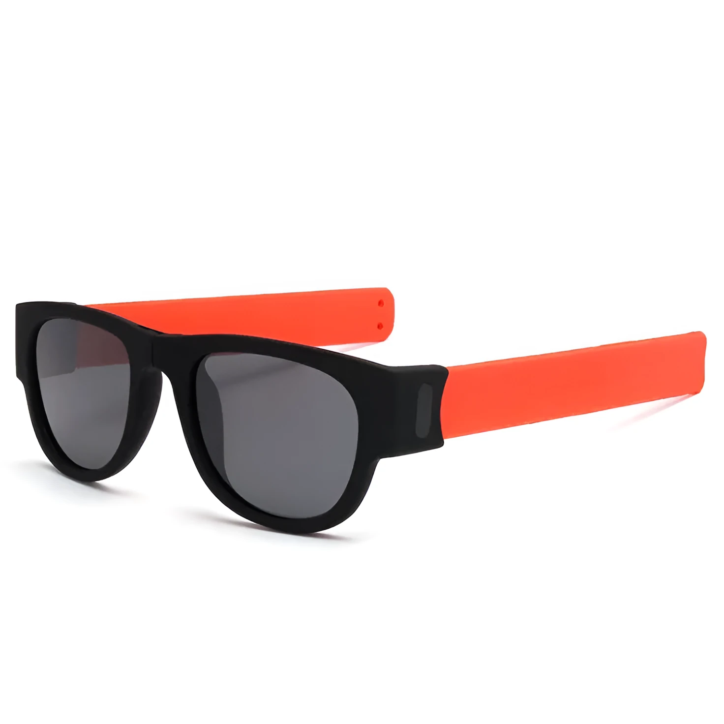 Folding polarised sports sunglasses on wristband bracelet, available in multiple colours