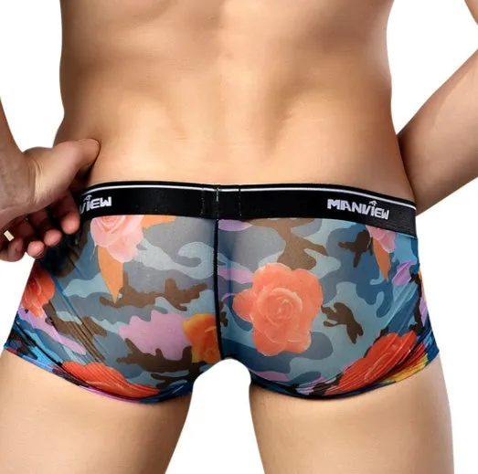 Men's cotton boxer briefs multipack in blue, brown, gray, and green, sizes L to XXL