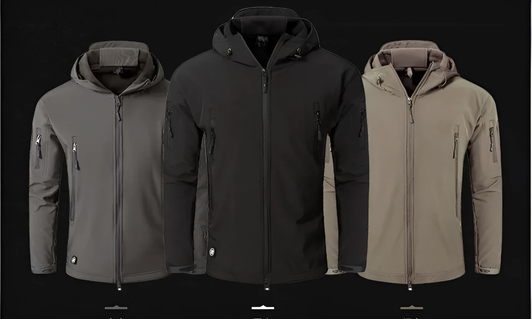 Military tactical jacket waterproof with fleece lining in khaki colour for outdoor use