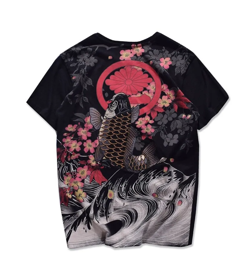 White casual cotton T-shirt with a squid graphic print on the front