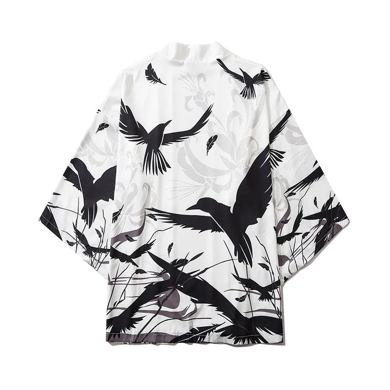 White casual cotton T-shirt with a squid graphic print on the front