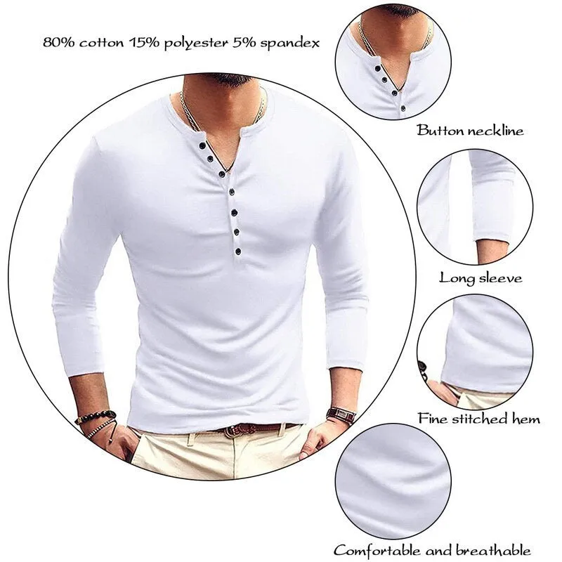 Men's slim long sleeve T-shirt in white with clamshell pockets, vinylon fabric, youth style