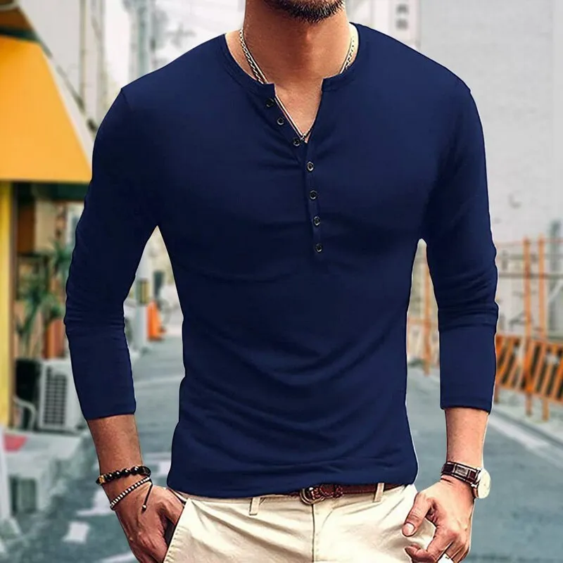Men's slim long sleeve T-shirt in white with clamshell pockets, vinylon fabric, youth style