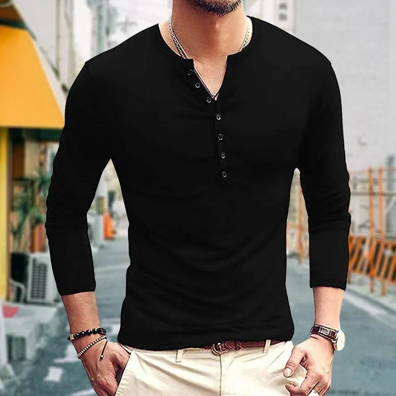 Men's slim long sleeve T-shirt in white with clamshell pockets, vinylon fabric, youth style
