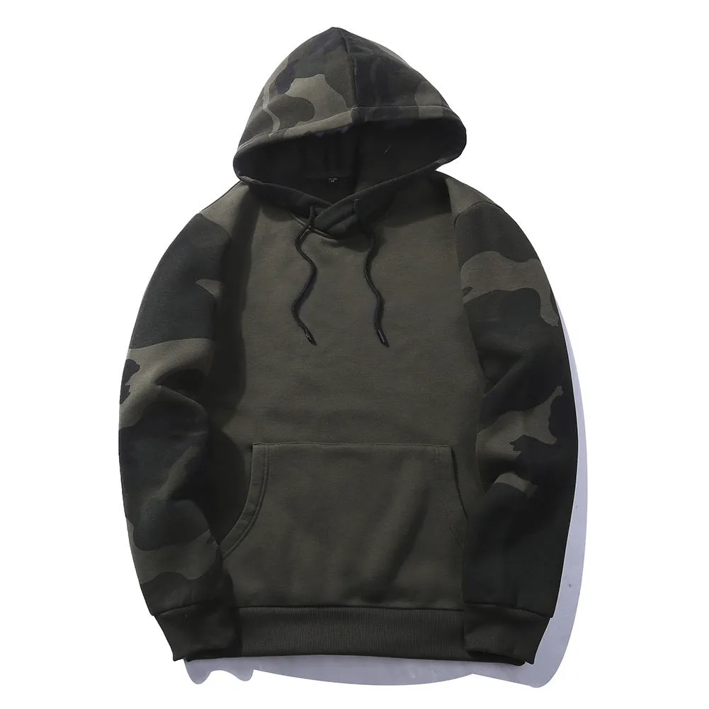 Men camouflage sweatshirt in Army Green with long sleeves and crew neck, 100% polyester