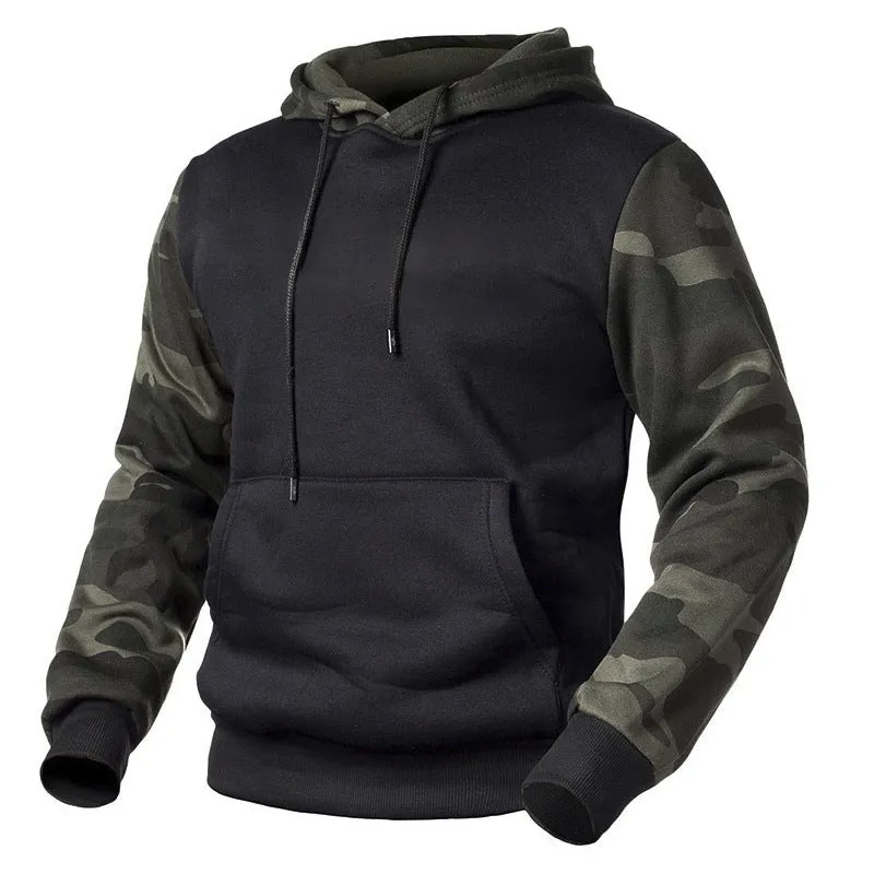 Men camouflage sweatshirt in Army Green with long sleeves and crew neck, 100% polyester