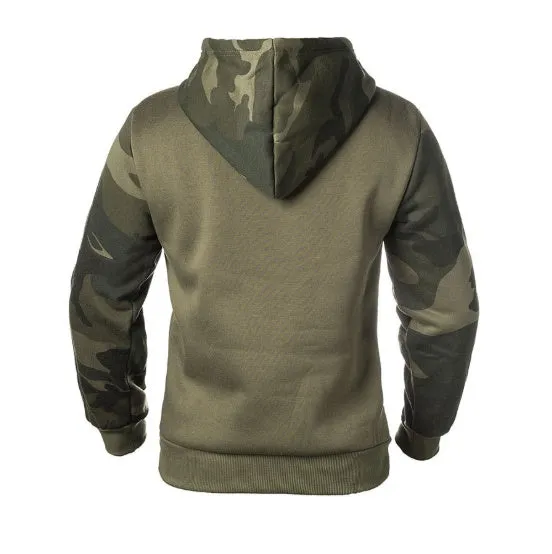 Men camouflage sweatshirt in Army Green with long sleeves and crew neck, 100% polyester