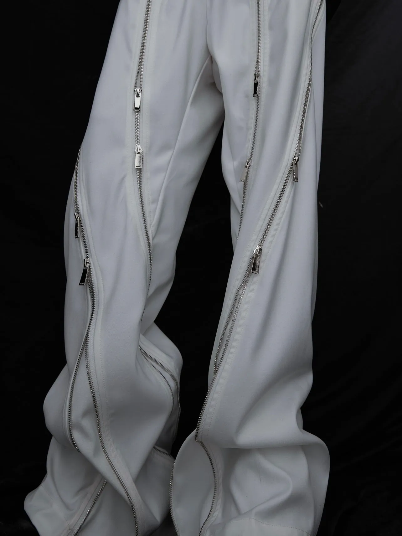 Men's straight type casual trousers in black, 80% polyester 20% cotton blend