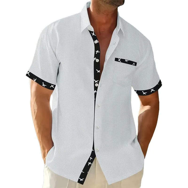 Men's loose casual floral print t-shirt cardigan in light gray, polyester fibre, S to 3XL sizes, leisure wear