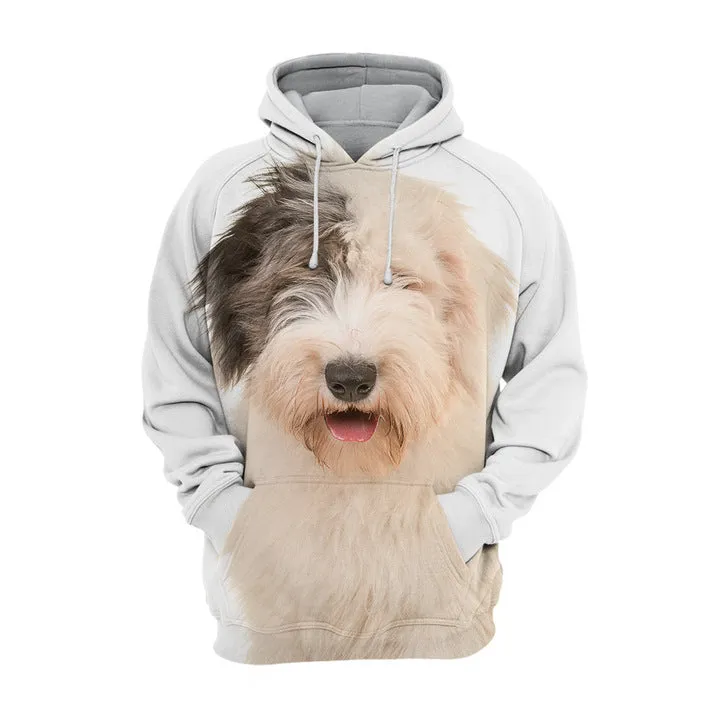 Men's 3D digital print dog hoodie in air-layer polyester – loose fit pullover with hood and long sleeves