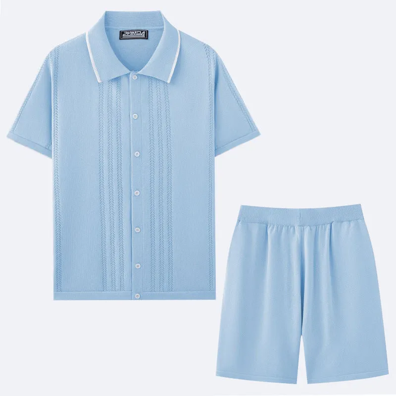 Tencel viscose knitwear set with short sleeve top and matching shorts in European sizing