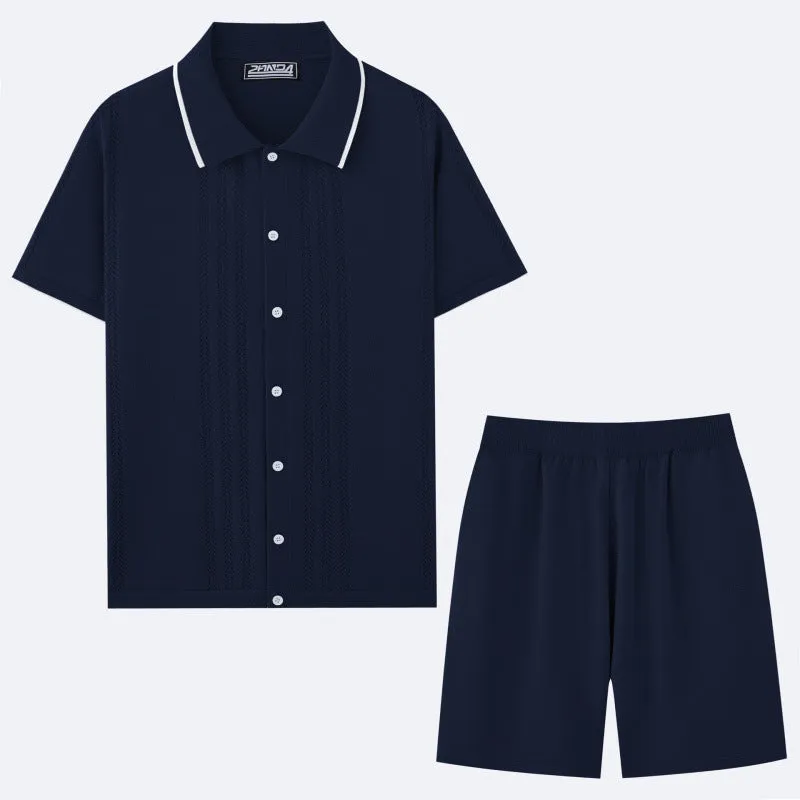 Tencel viscose knitwear set with short sleeve top and matching shorts in European sizing