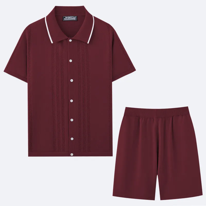 Tencel viscose knitwear set with short sleeve top and matching shorts in European sizing