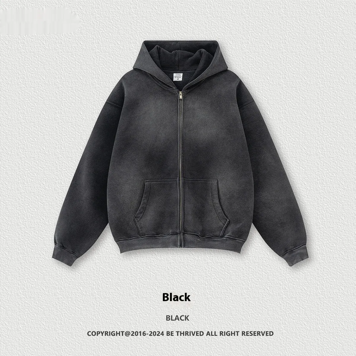 Men's cotton pullover jacket top in solid colour with loose fit, available in black or gray
