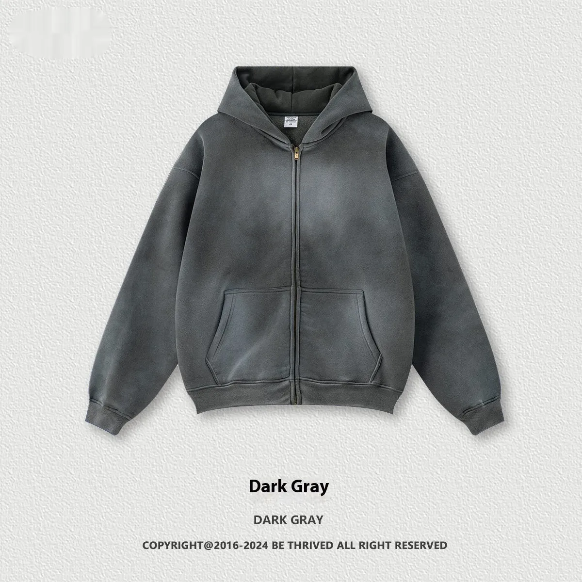 Men's cotton pullover jacket top in solid colour with loose fit, available in black or gray
