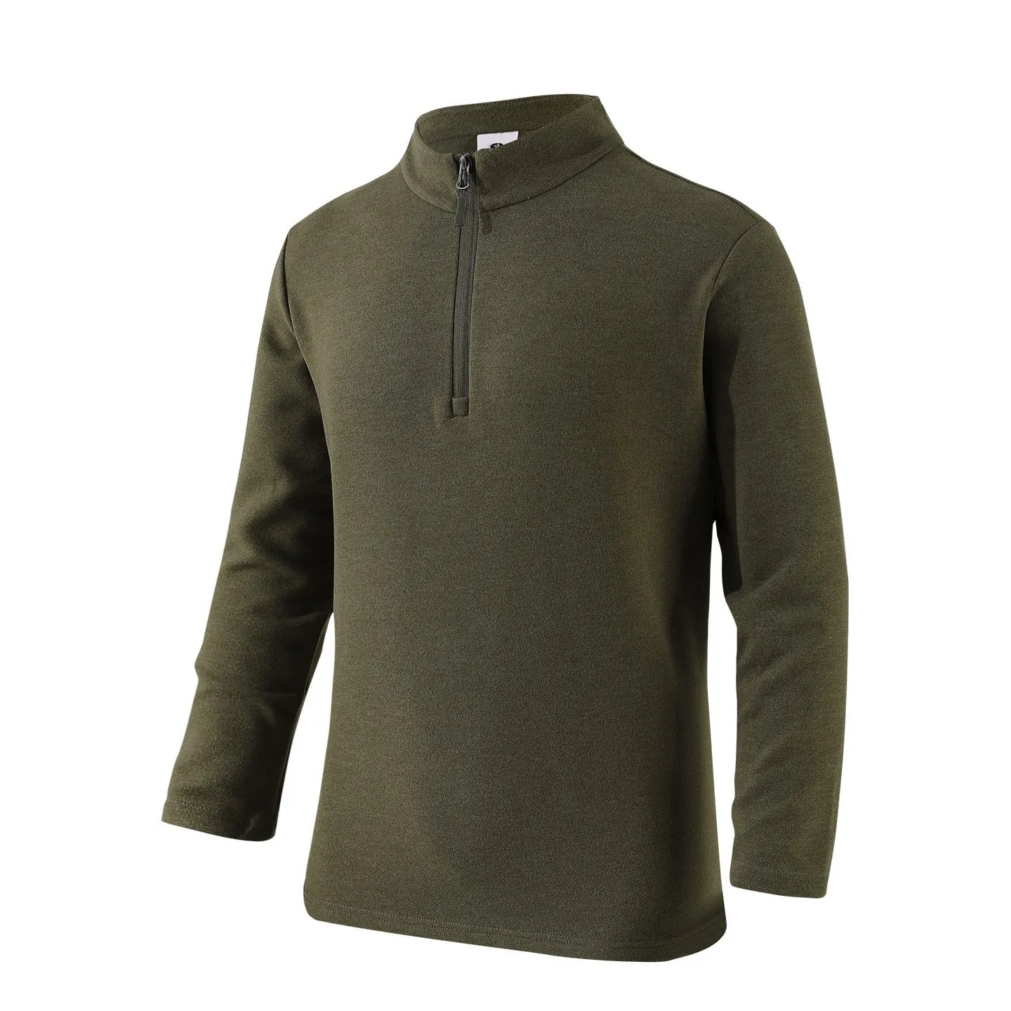 Men's stand collar half zip pullover sweater in solid colour with dimensional patch pocket on front