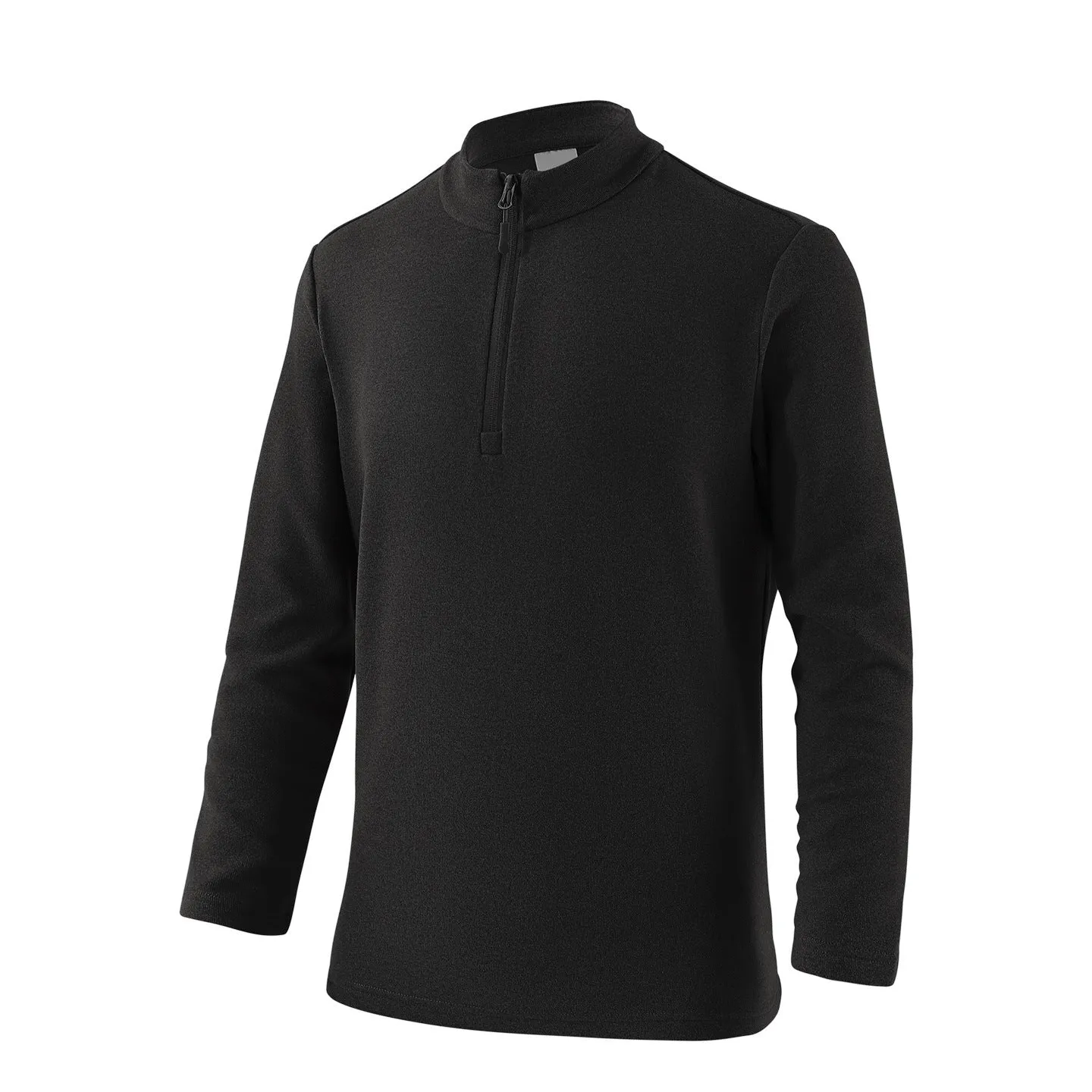 Men's stand collar half zip pullover sweater in solid colour with dimensional patch pocket on front