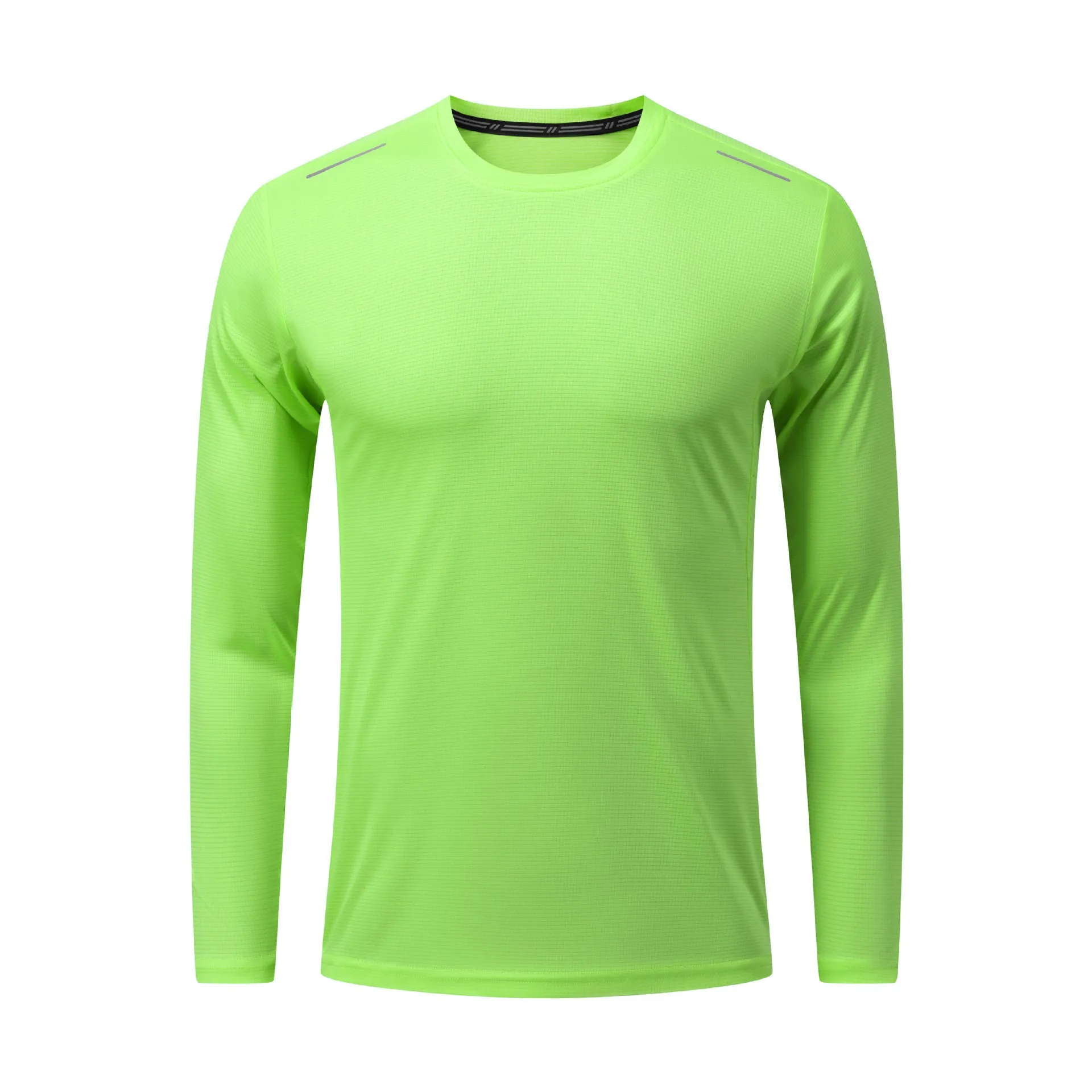 Solid colour men's polyester running top in sky blue, front view, quick-dry fabric for fitness