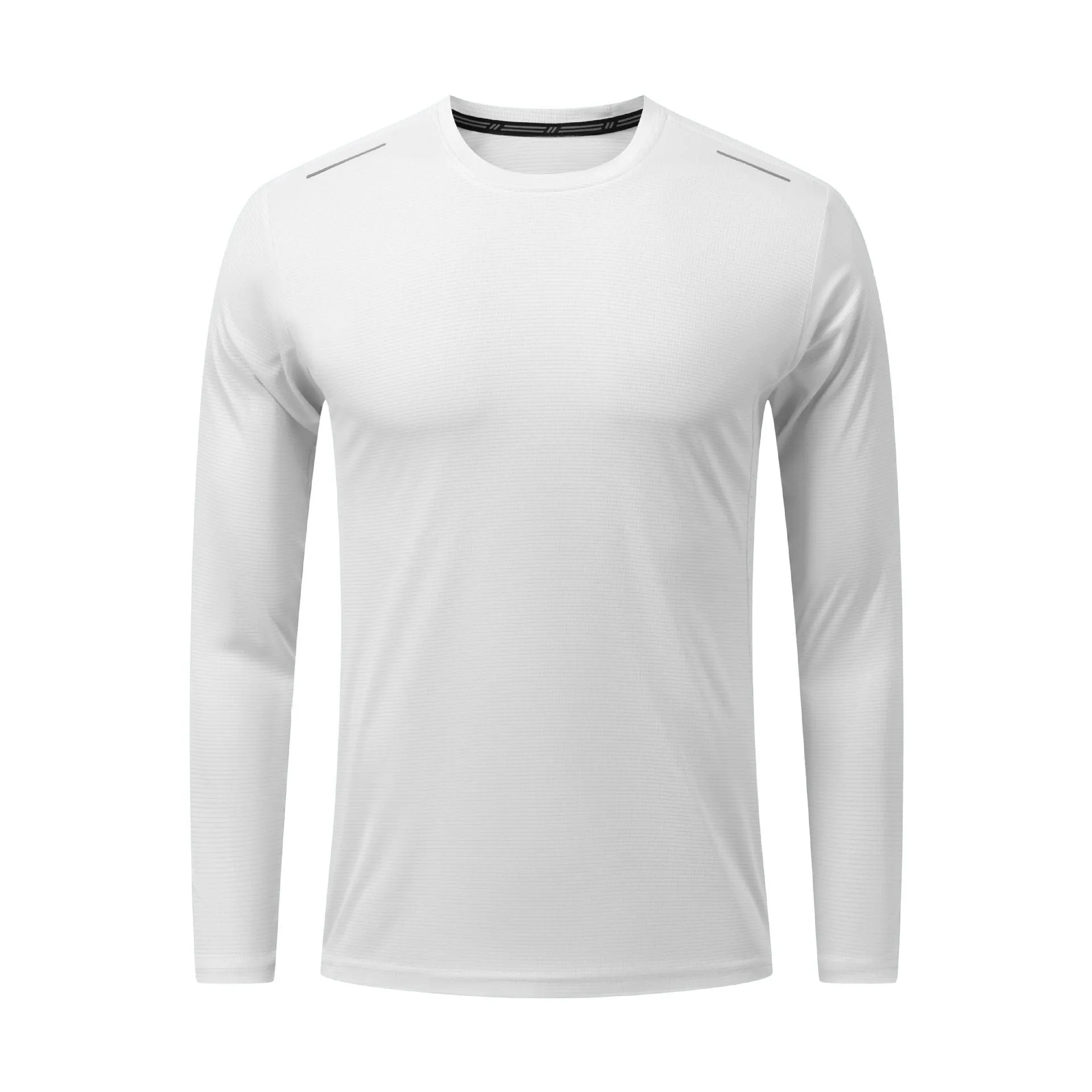 Solid colour men's polyester running top in sky blue, front view, quick-dry fabric for fitness