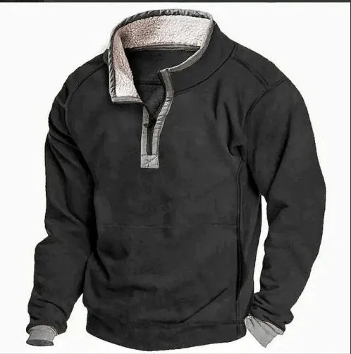 Digital print stand collar men's casual sweatshirt in polyester loose fit leisure top