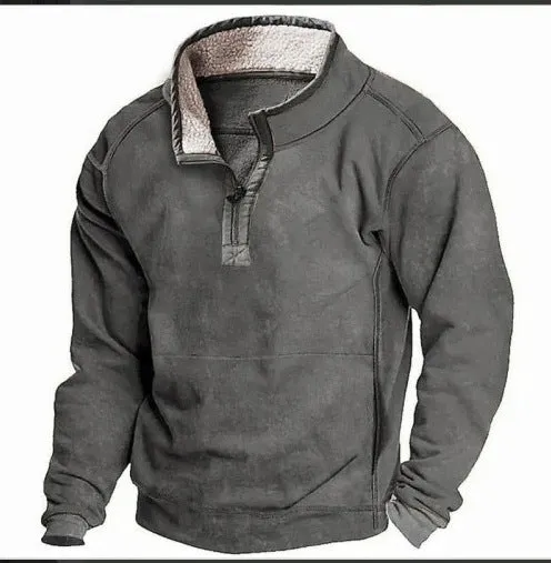 Digital print stand collar men's casual sweatshirt in polyester loose fit leisure top