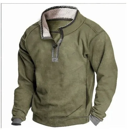 Digital print stand collar men's casual sweatshirt in polyester loose fit leisure top