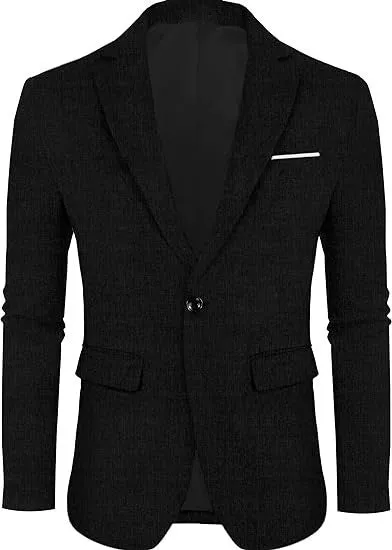 Men's linen leisure single button lightweight business suit jacket flat collar solid colour