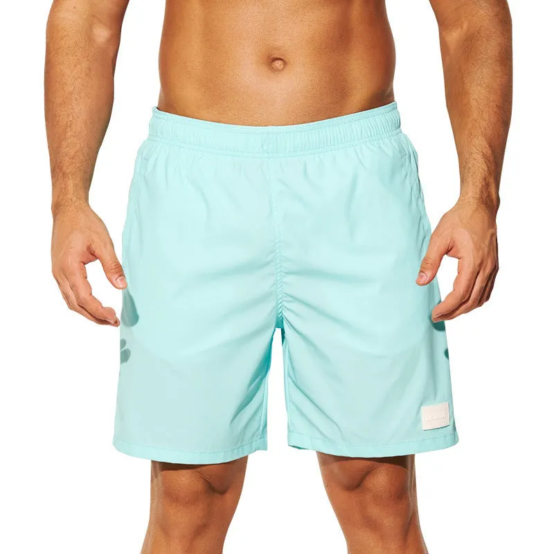 Men's quick-drying nylon sports shorts in blue with straight leg opening and high elasticity