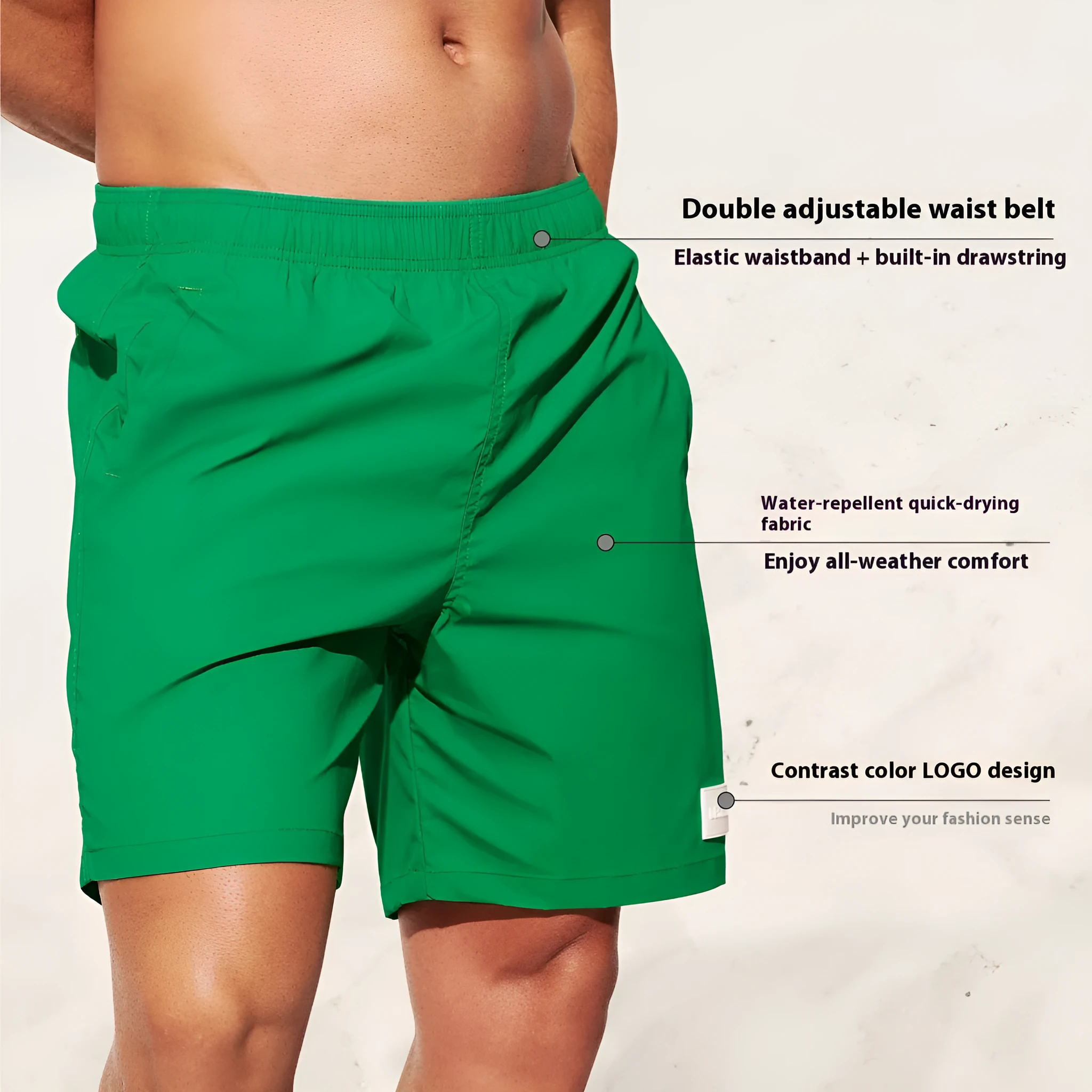 Men's quick-drying nylon sports shorts in blue with straight leg opening and high elasticity