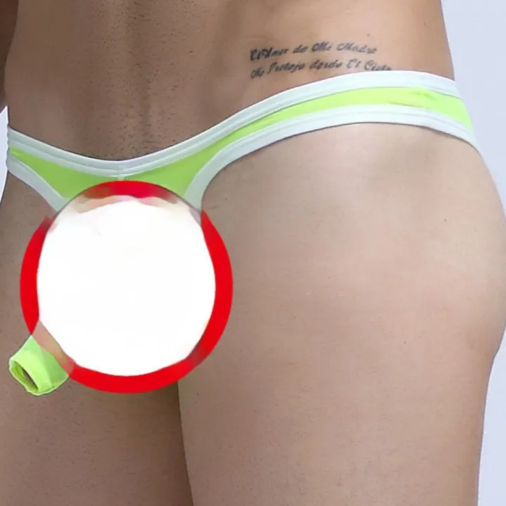 Men's white Ice Silk nylon briefs laid flat, showing the classic briefs design.