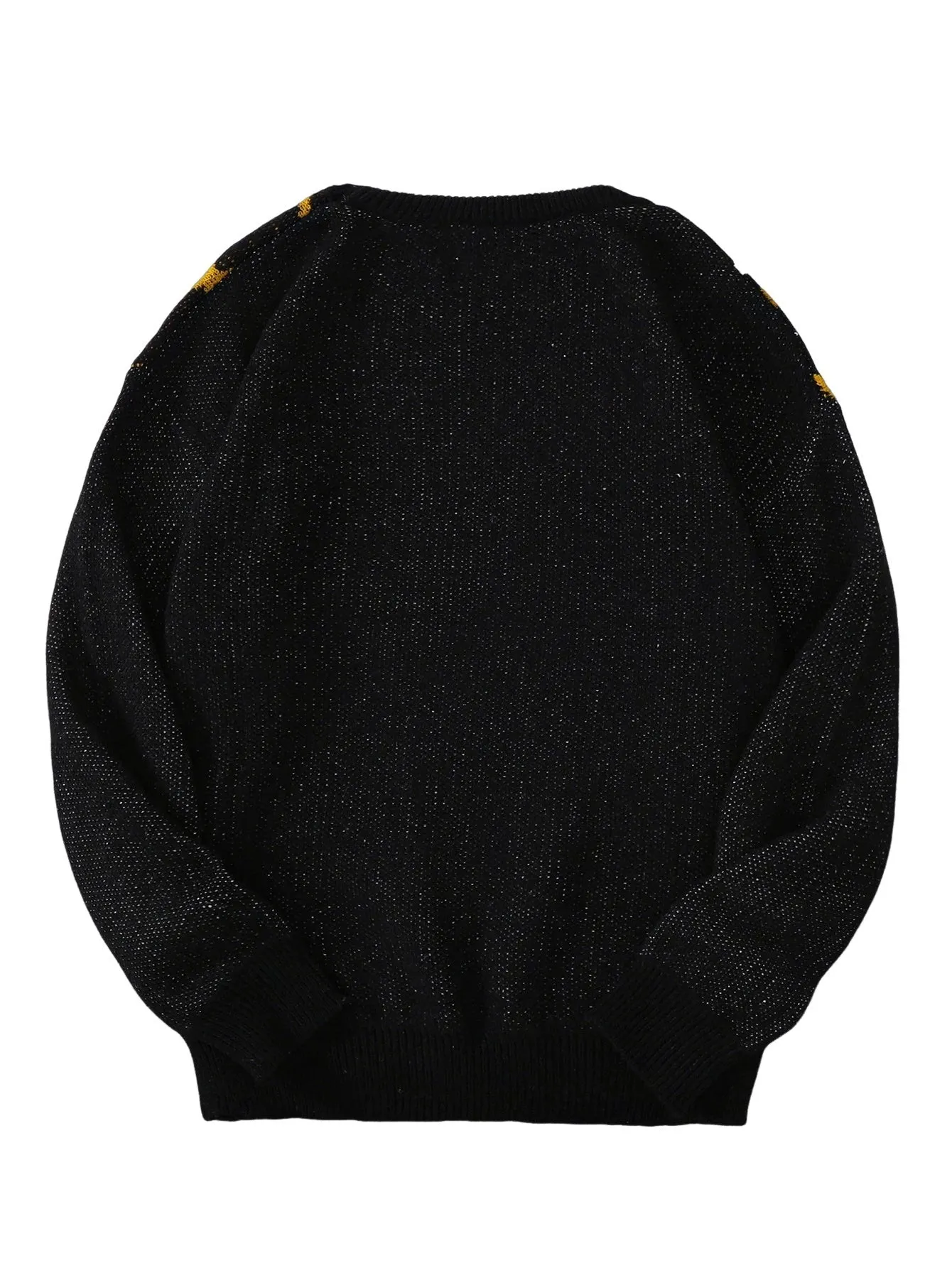Men's loose fit modal and rabbit fur pullover sweater in black and gray colour
