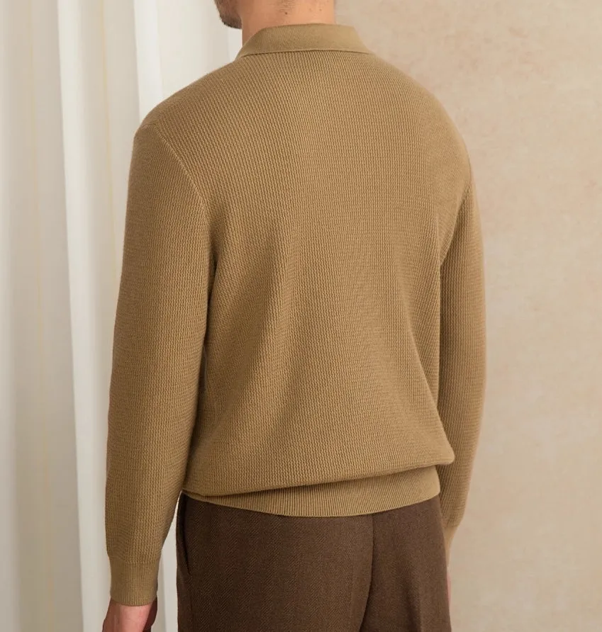 Wool blended slim-fit long-sleeved pullover sweater in Black, M size