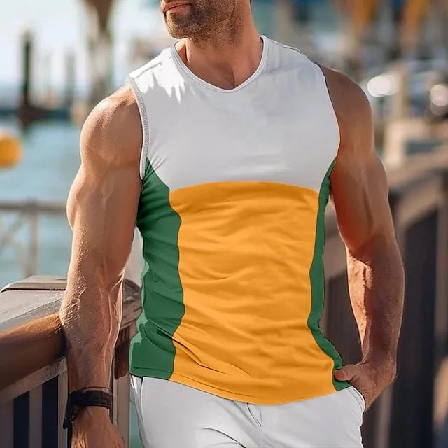 Men's blue cotton-polyester sports vest for running and fitness.