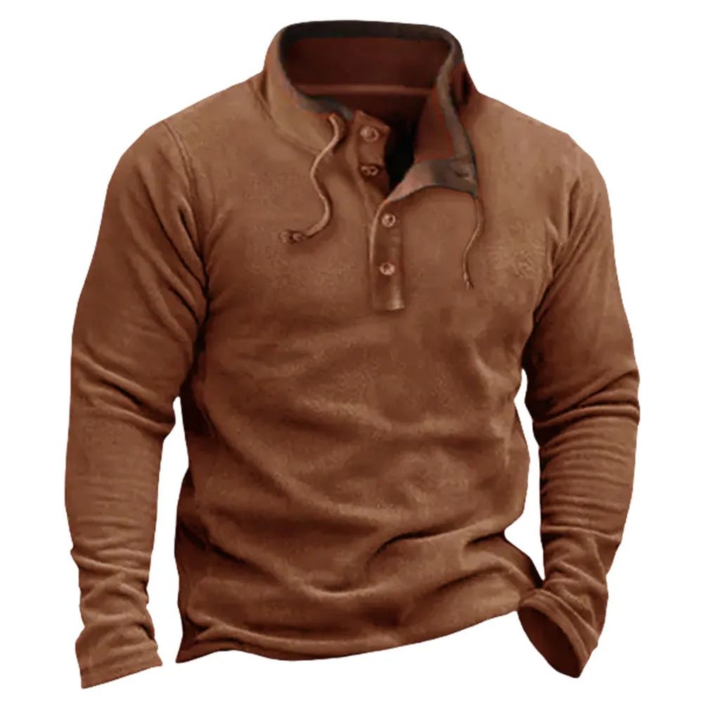 Men's zipper fleece sweater in gray 7129 colour, long sleeve pullover style