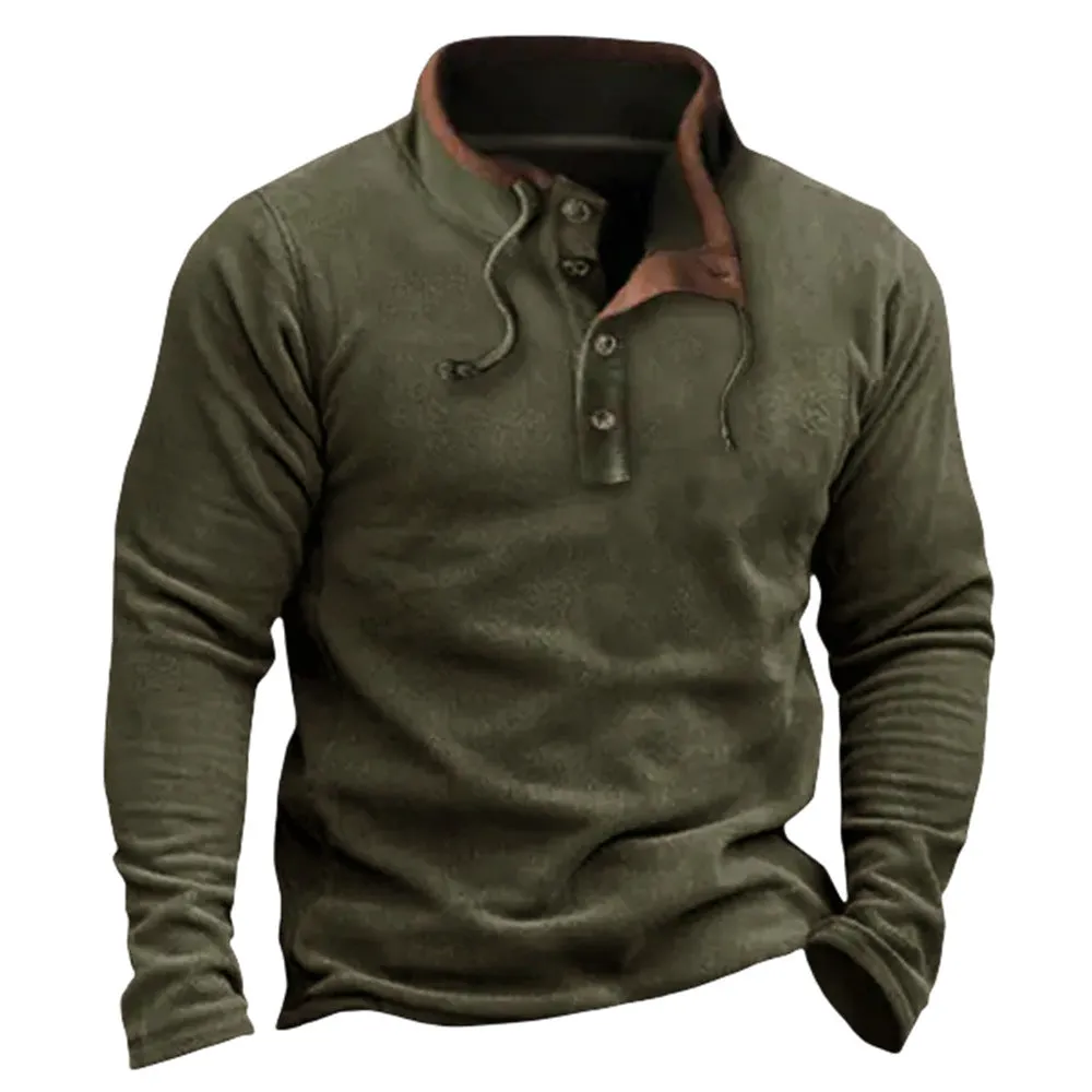 Men's zipper fleece sweater in gray 7129 colour, long sleeve pullover style